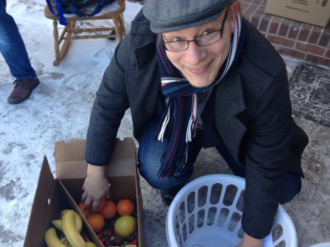Grabbing my share at the Bountiful Baskets pick-up site this morning.